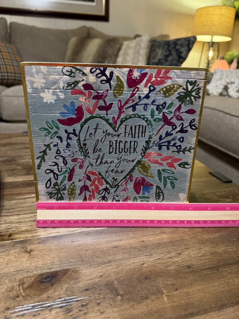 NATURAL LIFE Wooden sign “let your faith be bigger than your fear” floral - Picture 4 of 6